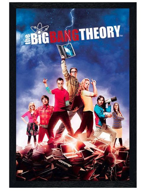 Image of The Big Bang Theory Black Wooden Framed Geeks Unite! Tbbt Poster