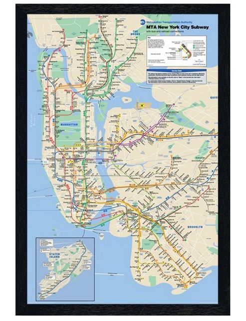 Image of Black Wooden Framed New York Subway Poster