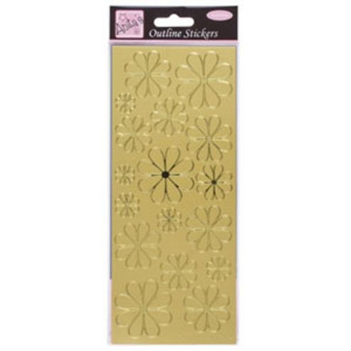 Image of Outline Stickers Simple Flowers Gold