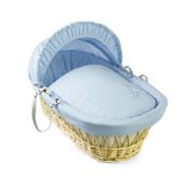 Clair de lune Starburst Natural Wicker Moses Basket - Blue