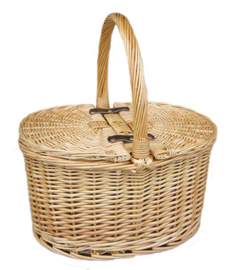 Image of Wicker Valley Buff Oval Picnic Basket