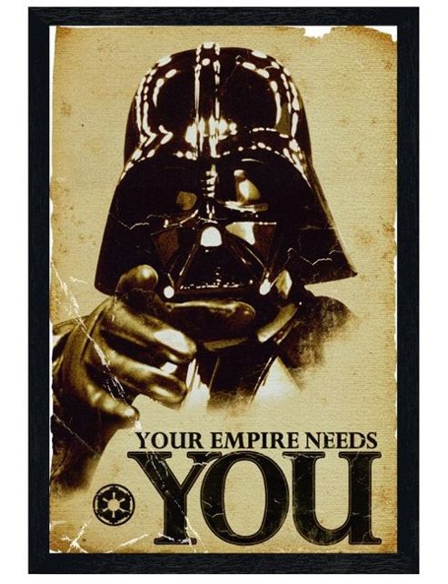 Image of Black Wooden Framed Star Wars Your Empire Needs You Propaganda Poster