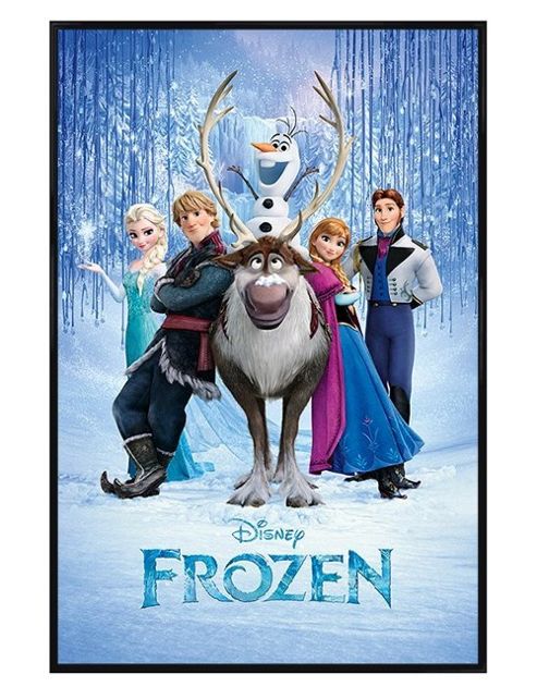Image of Gloss Black Framed Disney's Frozen Main Characters Poster