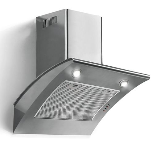 Image of Baumatic Btc675ss Curved Angled 60cm Chimney Cooker Hood Stainless Steel