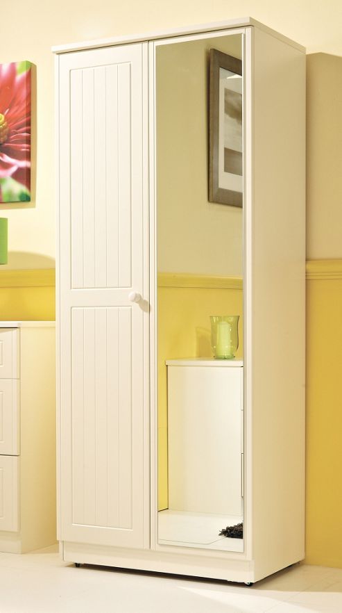 Image of Welcome Furniture Warwick Tall Wardrobe With Mirror - Light Oak