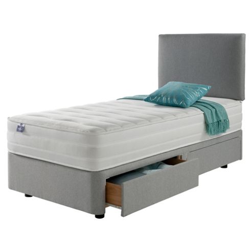Image of Silentnight Mirapocket 1200 Ortho Memory 2 Drawer Single Divan Light Grey No Headboard