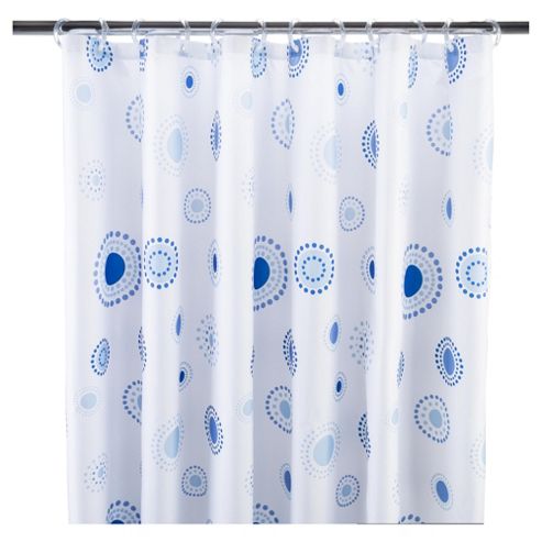 Image of Tesco Blue Spot Shower Curtain