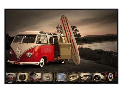 Image of Vw Camper Van Gloss Black Framed Surfer Heaven Poster