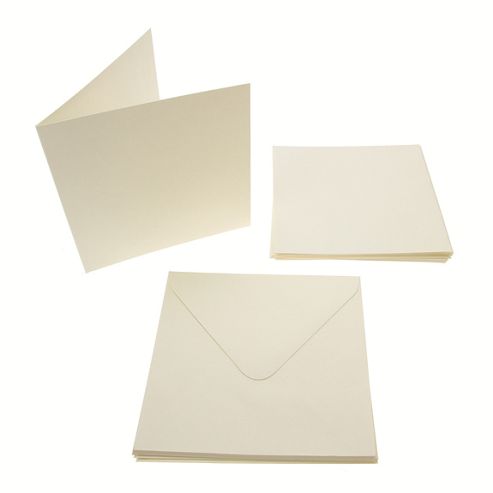 Image of Square Textured Card Blanks 300gsm 10pk - Cream