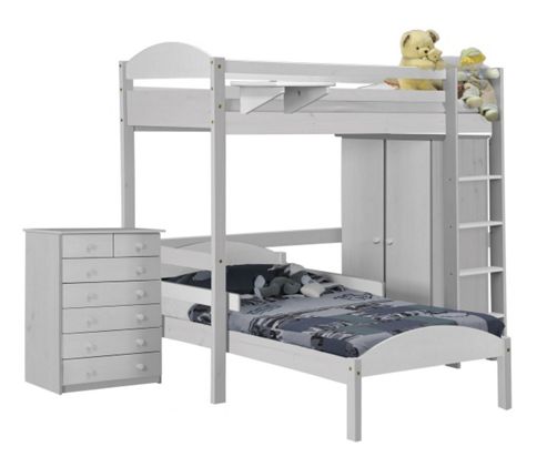 Image of Maximus L Shape High Sleeper Set 2 White With White Details