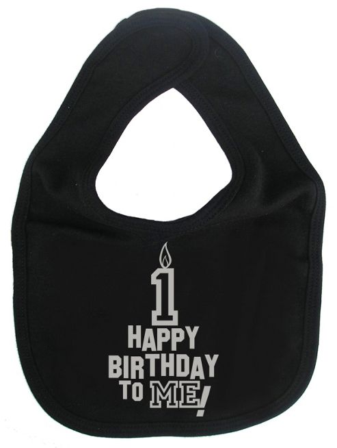 Image of Dirty Fingers Happy 1st Birthday To Me! Baby Bib Black