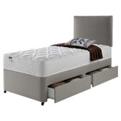 Silentnight Miracoil Luxury Micro Quilt 2 Drawer Single Divan Mink with Headboard