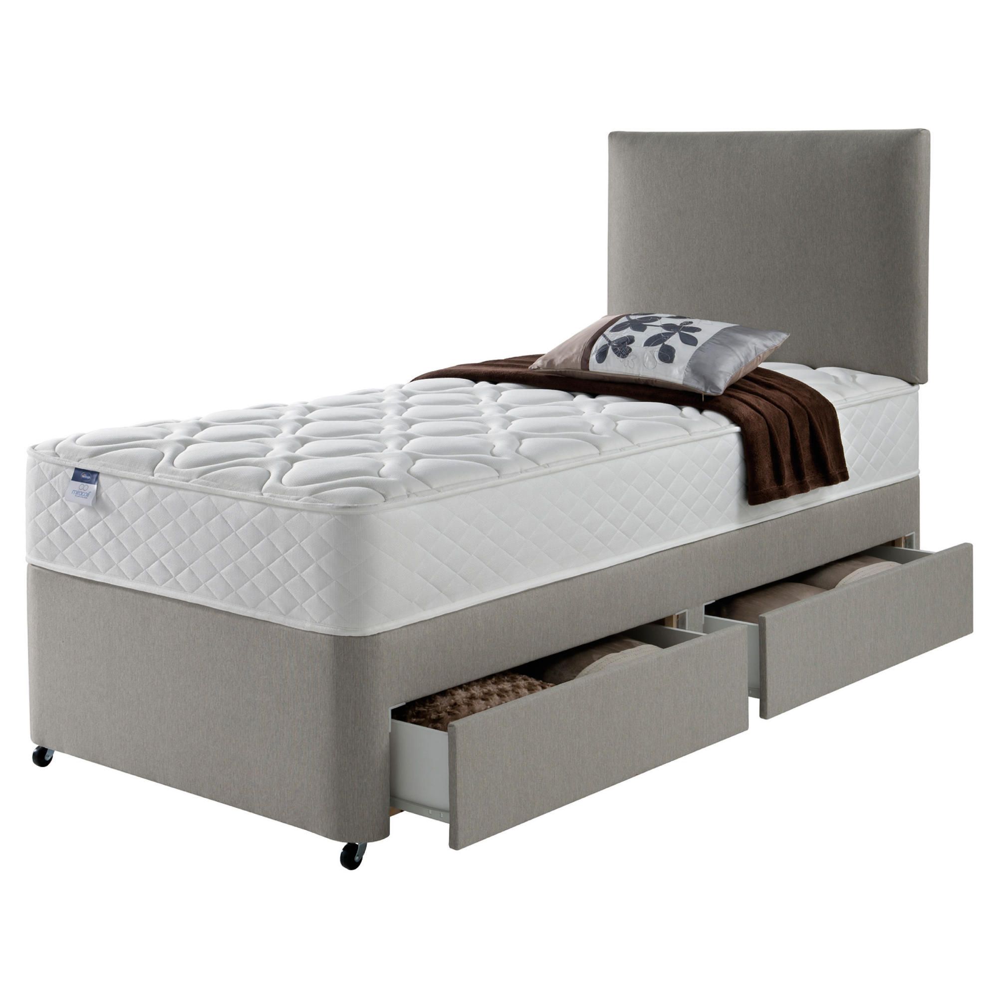 Silentnight Miracoil Luxury Micro Quilt 2 Drawer Single Divan Mink with Headboard at Tesco Direct