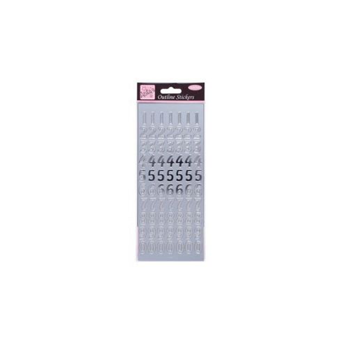 Image of Outline Stickers Large Numbers Silver