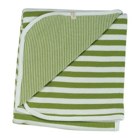 Image of Pigeon Organics Broad Stripe Reversible Blanket Green 70x70cm