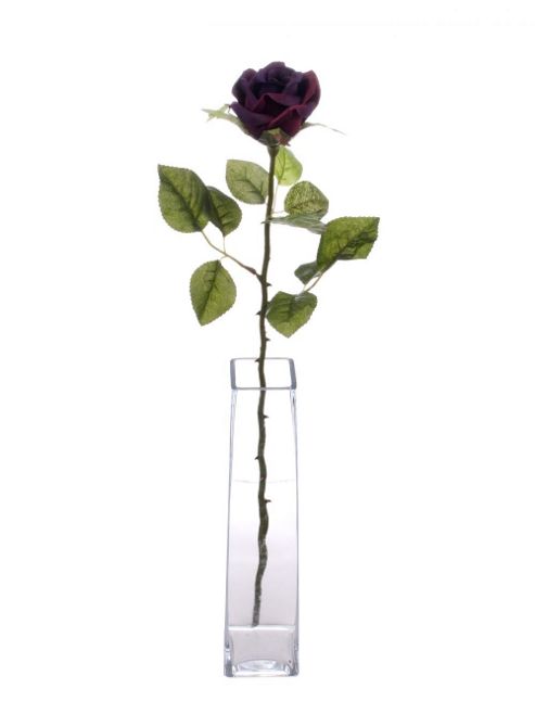 Image of Artificial 70cm Single Stem Half Open Purple Rose