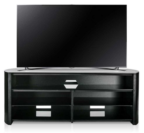 Image of Alphason Finewoods Fw1350sb-b Black Tv Stand With Soundbar Shelf