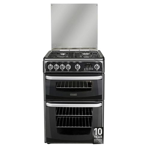 Image of Cannon By Hotpoint Ch60gcik, Freestanding, Gas Cooker, 60cm, Black, Twin Cavity, Double Oven
