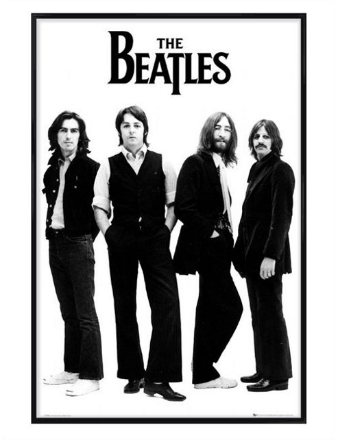 Image of Gloss Black Framed The Beatles Black And White Portrait Poster