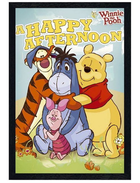 Image of Disney Winnie The Pooh Black Wooden Framed A Happy Afternoon Poster