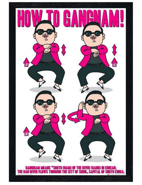 Image of Psy Black Wooden Framed How To Gangnam Poster