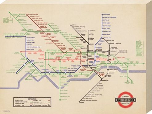 Image of Vintage London Underground Map, 1936 Large Canvas Print