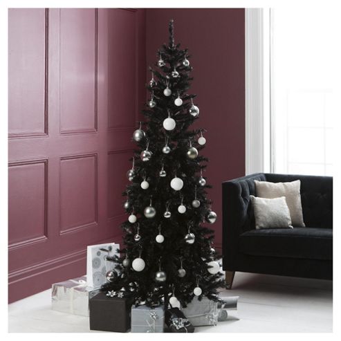 Image of Festive Regency Slim Black Fir Christmas Tree, 6.5ft