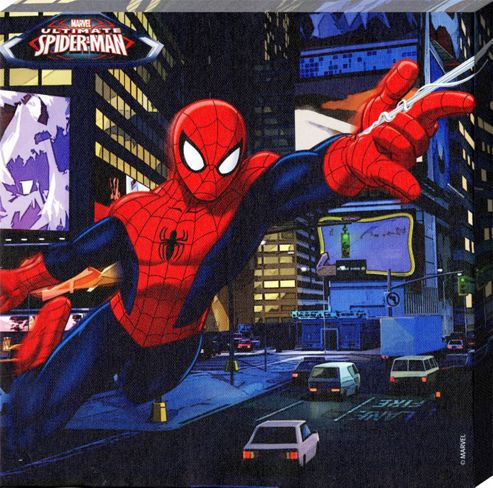 Image of Spiderman Marvel's Ultimate Spider-man Spidey Flies Across The City Canvas Print