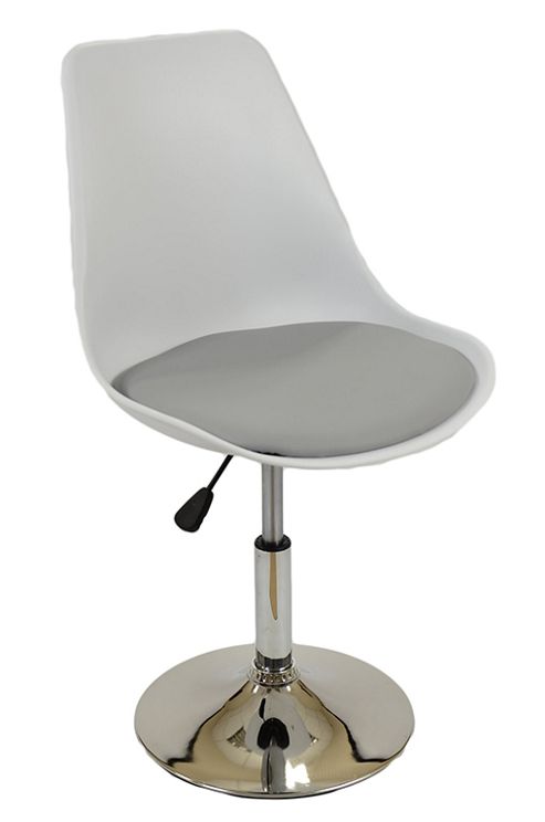Image of Tulip Dining White Seat Grey Cushion