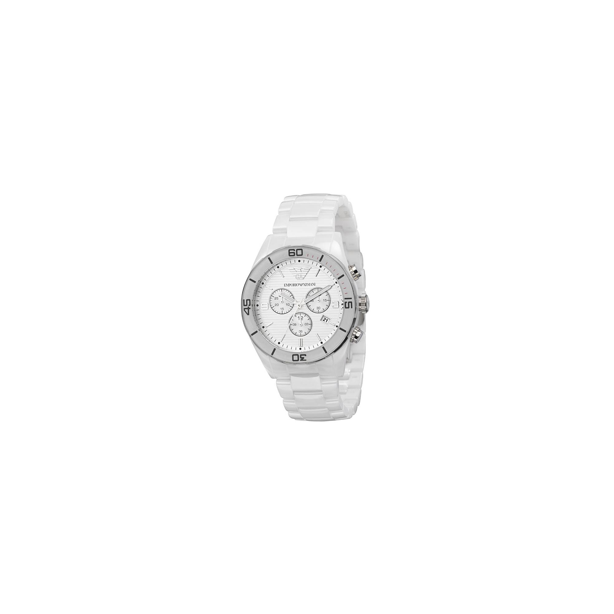 Emporio Armani Gents White Ceramica Chrono Watch AR1424 at Tescos Direct