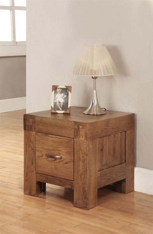 Image of Hawkshead Santana One Drawer Lamp Table In Rich Patina