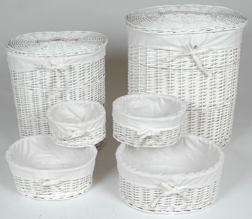 Image of Wiseaction Oval Willow Basket Set - White