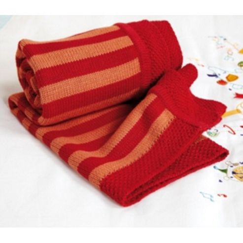 Image of Clair De Lune Knitted Stripe Blanket (red & Orange)