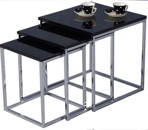 Image of Charisma Gloss Black And Chrome Nest Of Tables