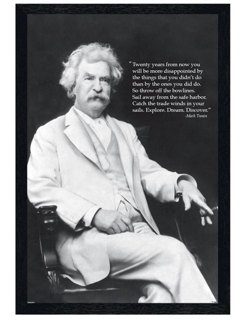 Image of Mark Twain Black Wooden Framed American Author & Humorist Poster