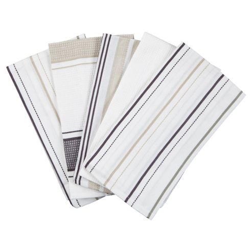 Image of Tesco Neutral Tea Towels, 5 Pack