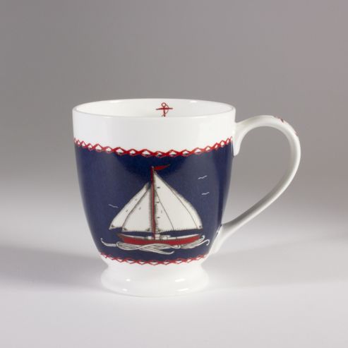 Image of Ecp Design Ltd Seaside 13.5cm Bone China Boat J.constatine Mug - Blue