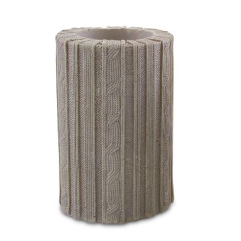 Image of Grey Resin Knitted Pattern Pillar Tealight Candle Holder