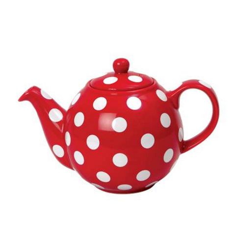 Image of London Pottery Globe Teapot, 2 Cup, Red With White Spots