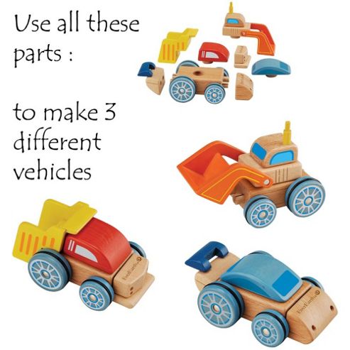Image of Everearth Interchangeable Vehicle Racing Car,bulldozer,dump Truck 2+