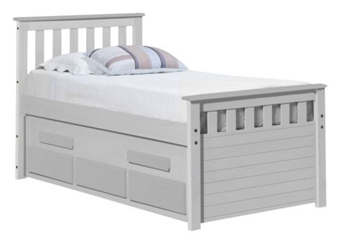 Image of Captains Bergamo Guest Bed 3ft Whitewash With White Details