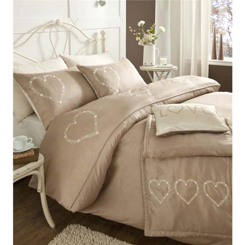 Image of Catherine Lansfield Decorative Hearts Cushion 30x40cm Champagne