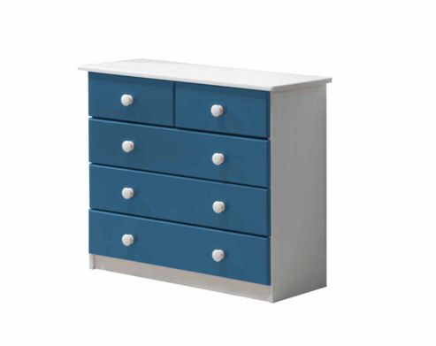 Image of Verona Drawer Chest 3 + 2 Colour White And Blue