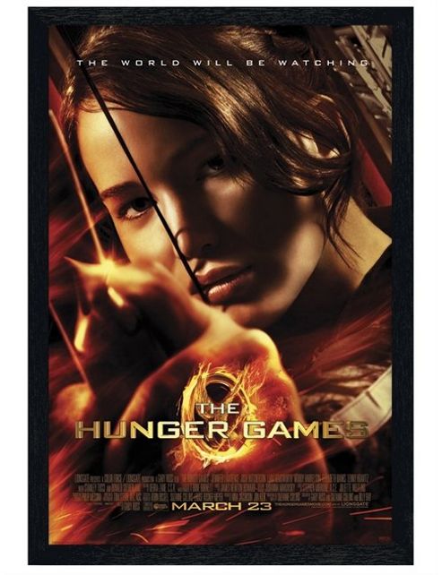 Image of Black Wooden Framed Hunger Games Jennifer Lawrence Katniss Everdeen Poster