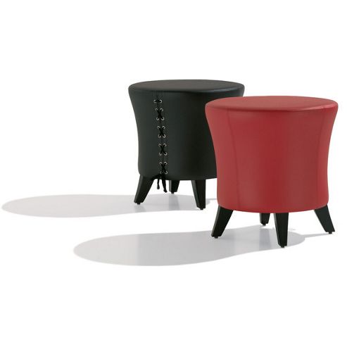 Image of Andreu World Toi Ottoman - Black - Leather Piel-grey