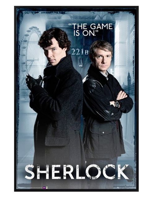 Image of Gloss Black Framed Sherlock The Game Is On Poster