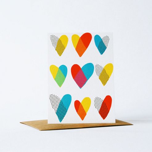 Image of Yellow Owl Workshop Card - Hearts