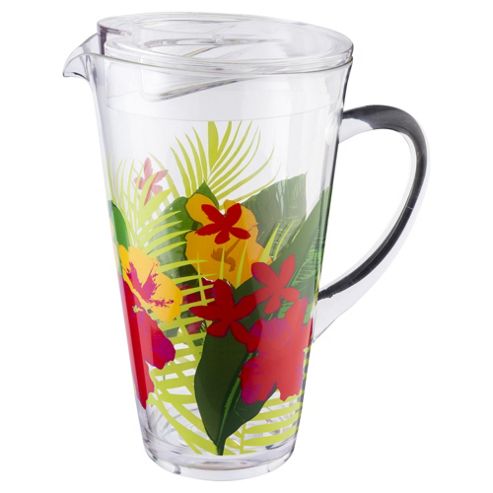 Image of Hibiscus Flower Print Tropic Acrylic Jug