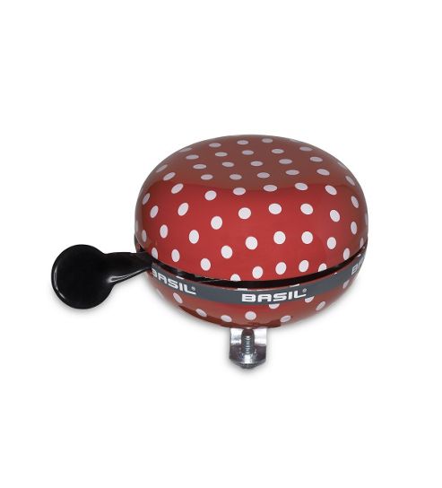 Image of Basil Big Bell Huge Bicycle Bell Polkadot Red White Dots