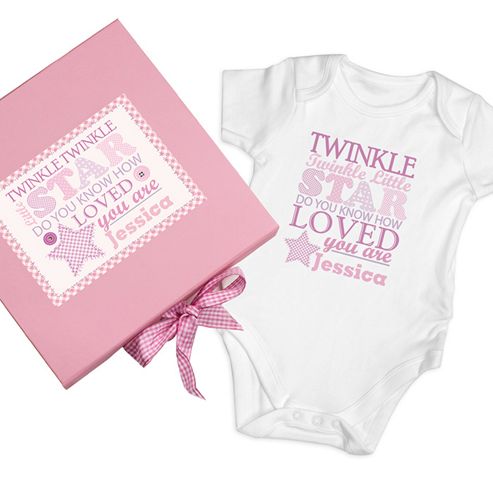 Image of Personalised Twinkle Girls Pink Gift Set - Baby Vest